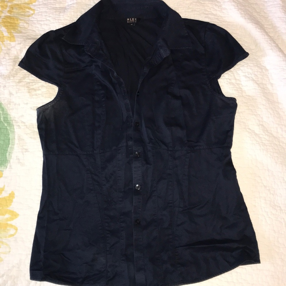 Alex Marie half sleeve black button down